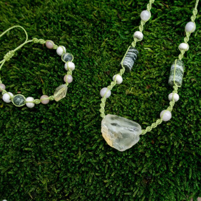 biżuteria z kamieniami naturalnymi, bransoletka i naszyjnik z cytrynem