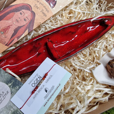 zestaw prezentowy zywioly ogien kadzidlo podstawka bransoletka kamien